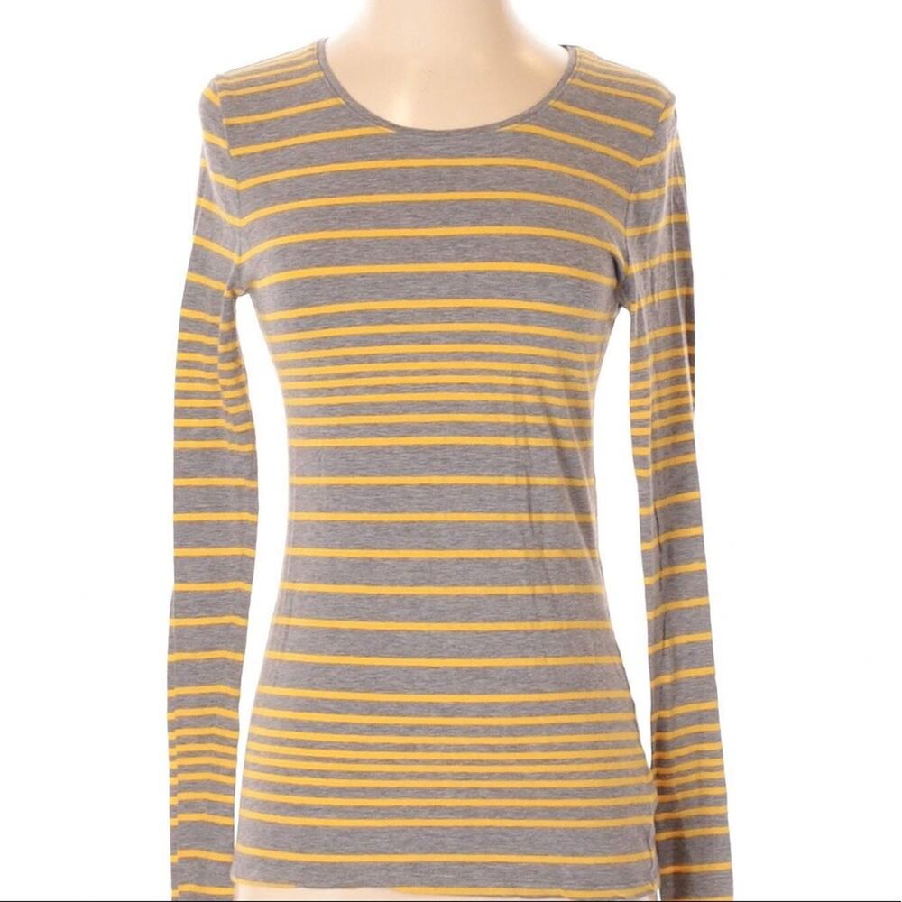 Merona Twilightcore gray & yellow striped long sleeve striped tee shirt